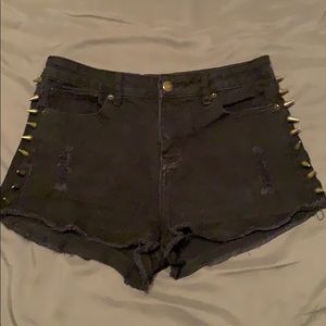 Forever 21 black studded jean shorts